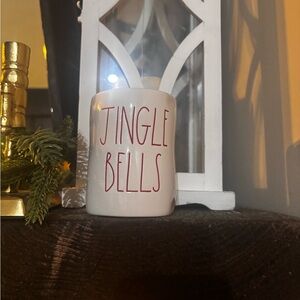 Rae Dunn Jingle Bells Candle Holder - White and Red